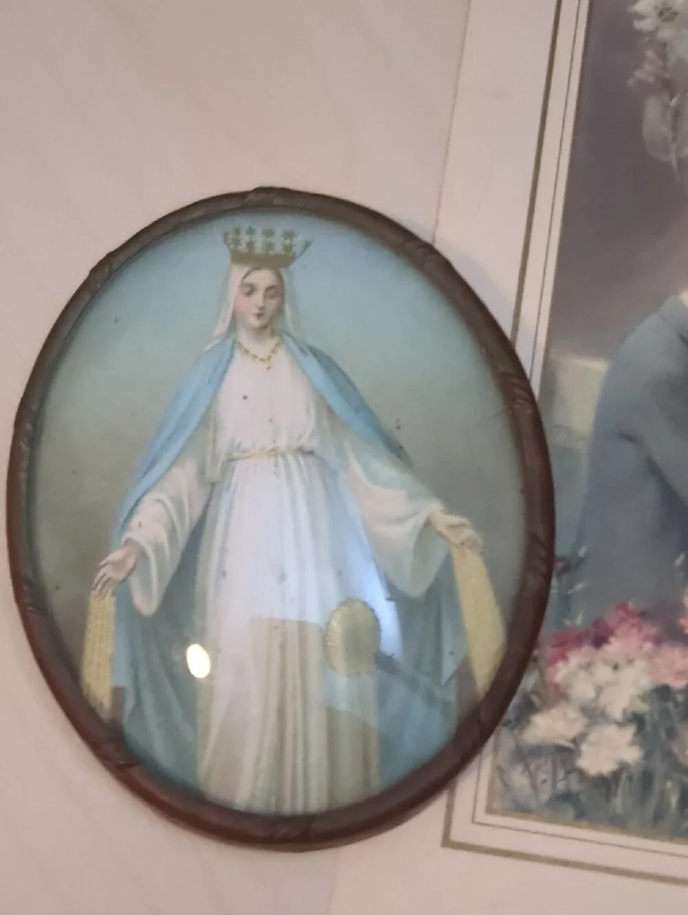 Antique French Religious Medallion And Holy Communion Certificate